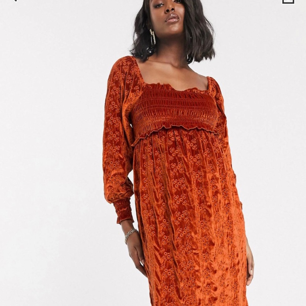 ASOS DESIGN boho velvet maternity midi dress